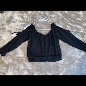 off shoulder crop top open sleeves